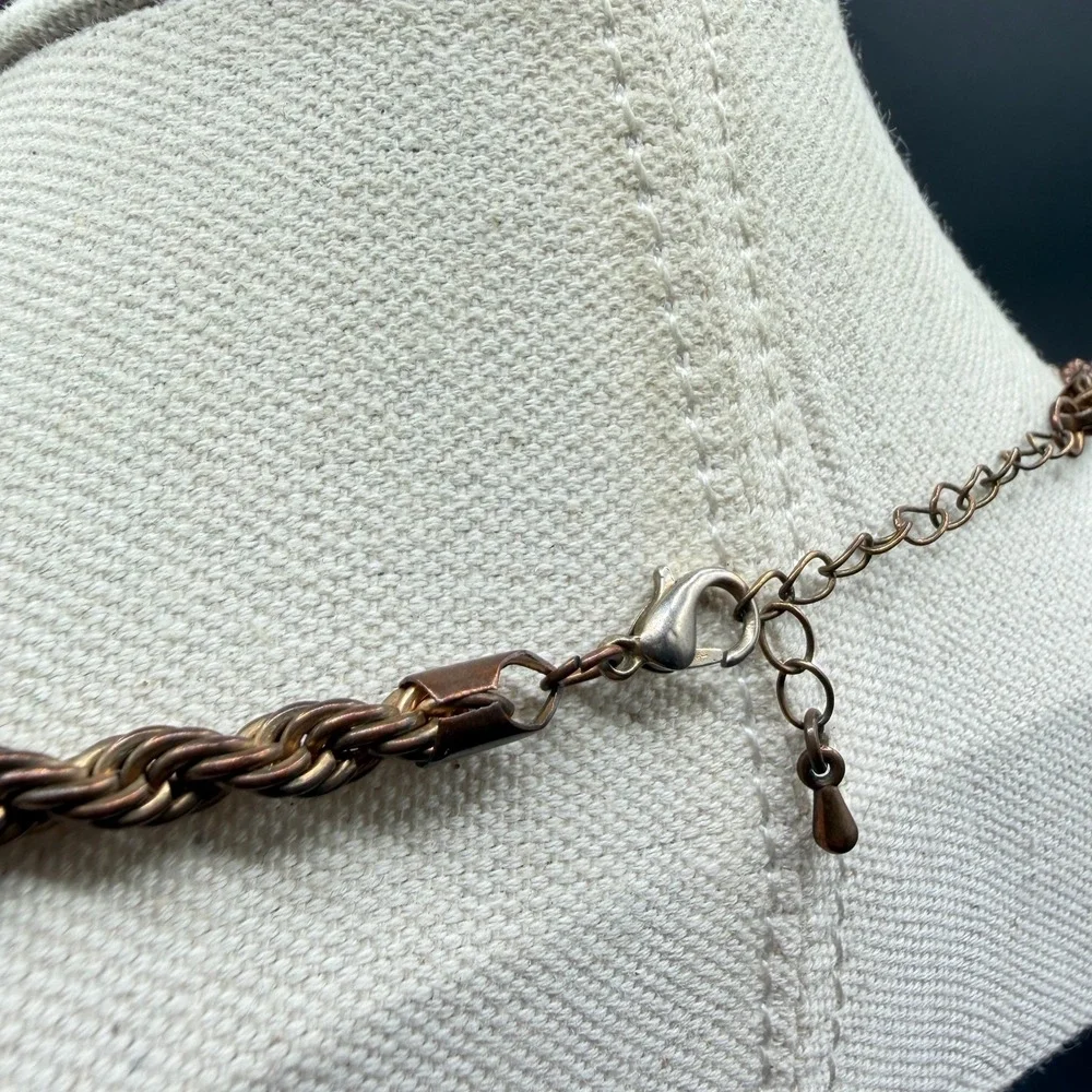 Copper Tone Rope Chain Necklace Twisted Statement Layering Minimalist Jewelry